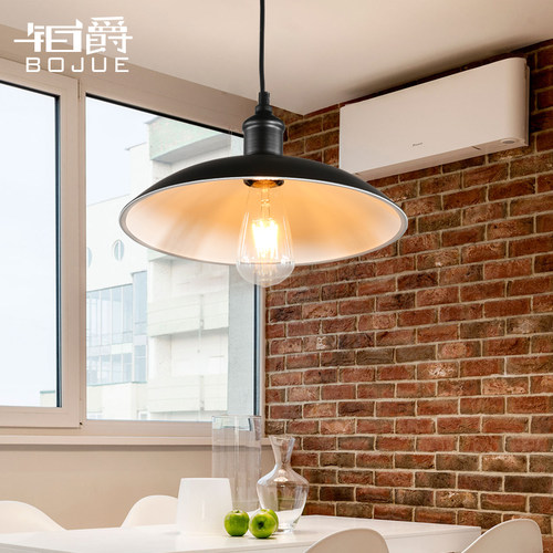 北欧简约loft复古工业风餐厅吧台咖啡厅仓库创意单头铁艺锅盖吊灯 - 图1