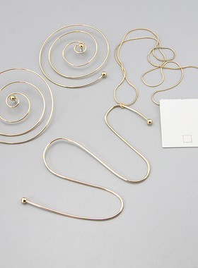 设计师款夸张金色螺旋孤品耳环