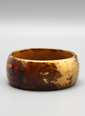 G复古vintage艺术效果拿铁提拉米苏树脂手镯孤品