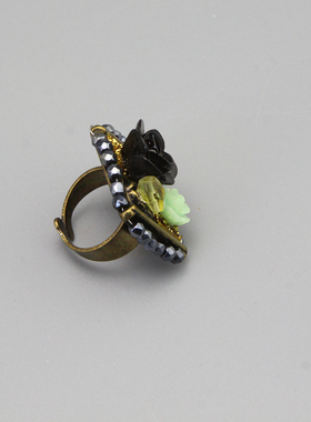 J复古vintage设计师款手工中古放心花朵戒指指环孤品
