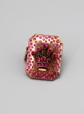 BO复古vintage皇冠 个性古董弹力指环戒指孤品