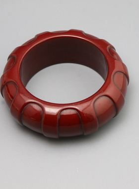 I复古vintage中古摩登红树脂老货手镯