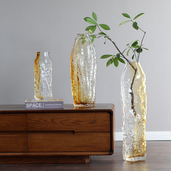 Simple glass vase floor-standing large straight flower ornaments