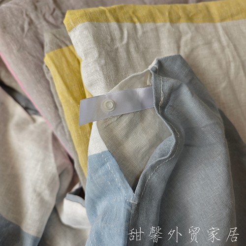 ~新款日本棉麻被套~外贸150x210透气抑菌单人格子被罩 日式春夏款 - 图1