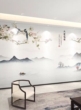 新款中式花鸟电视背景墙壁纸