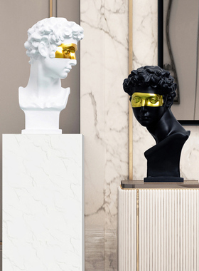 玄关样板间爵士白展厅软装石墩子