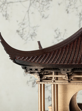 新中式实木古建筑办公室送礼摆件