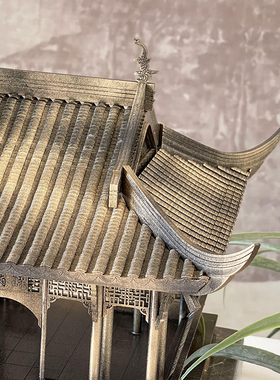 摆设木质拼接古建筑亭子大堂摆件