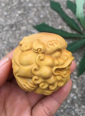 小叶黄杨木雕有求必应貔貅5.0保健球手把件男士随身把玩件手串