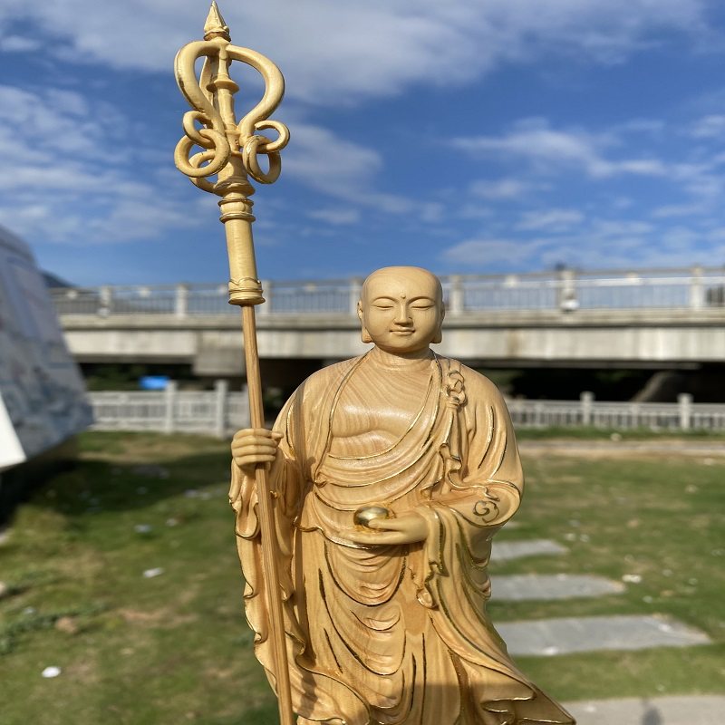 小叶黄杨木雕描真金地藏王摆件实木雕刻九华山地藏王佛堂装饰工艺,淘宝优惠券,粉丝福利购,淘宝优惠卷