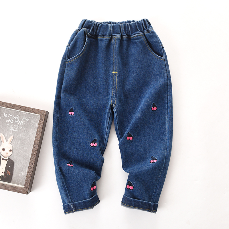女童弹力牛仔裤2023春季新款宝宝童装韩版儿童宽松长裤子洋气时髦 - 图1