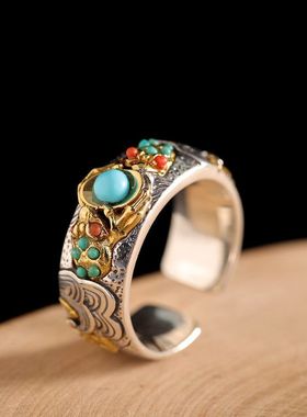 蒙客时尚镶嵌松石戒指