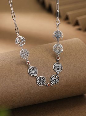 蒙客S925纯银南红复古手链