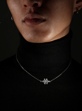 蒙客银镂空元素吉祥纹样原创项链