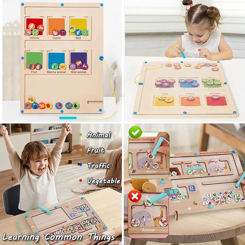 Magnetic Sorting Games Montessori Toys Maze Board Learning - 图1