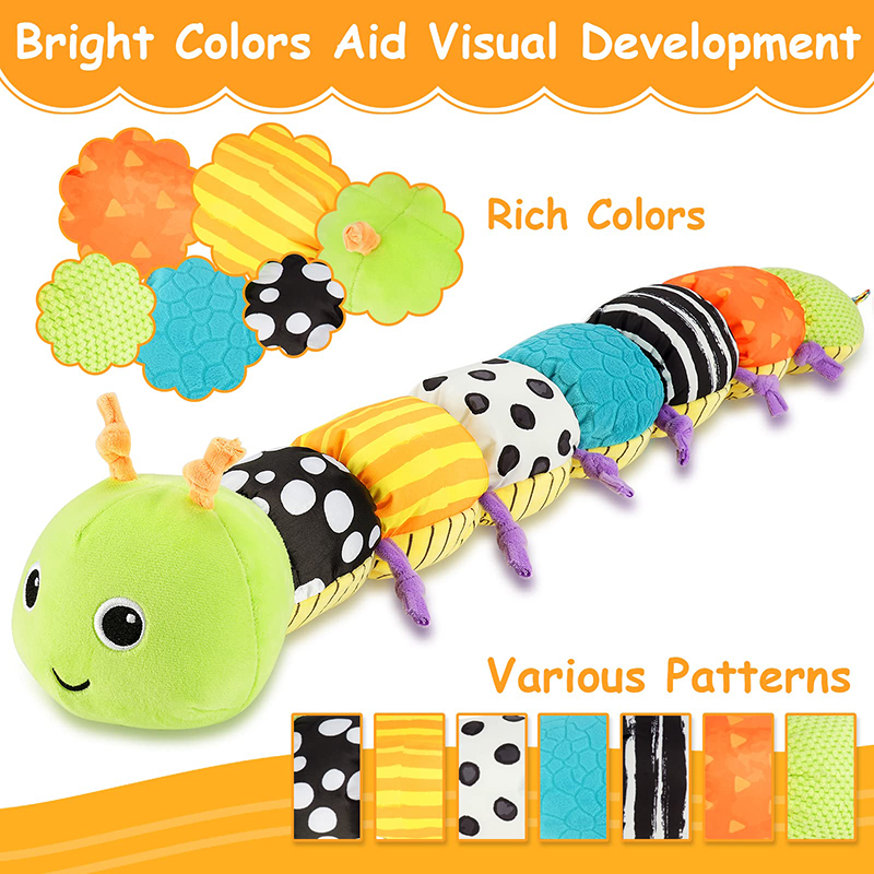 Baby Rattle Musical Caterpillar Worm Soft Infant Plush Toys - 图1