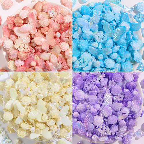 彩色水晶花混搭串珠配件 奶油胶diy手机壳材料发饰品水晶滴胶材料 - 图2