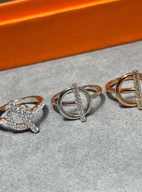 纯银OT满钻戒指高级八心八箭女生超级闪18K质感气质小红书热卖