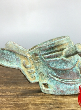 农村出土老物件三星堆纵目面具青铜器绿绣包浆旧货摆件古玩收藏品