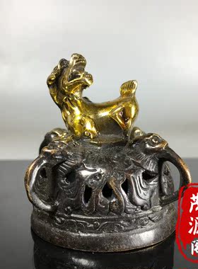 古玩铜器紫铜鎏金三足鼎熏香炉貔貅二龙戏珠九龙炉仿古摆件老物件