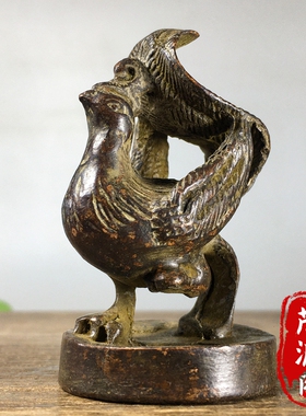 纯铜实心雕刻朱雀印章老物件招财转运老铜章包老旧货老铜器镇尺
