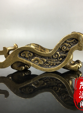 仿古黄铜阳陵虎符古代兵符信物书房镇尺手把件一对老物件摆件收藏