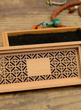 上行道卧香炉竹制镂空线香盒线香薰香焚香炉沉香檀香香薰盒如意纹