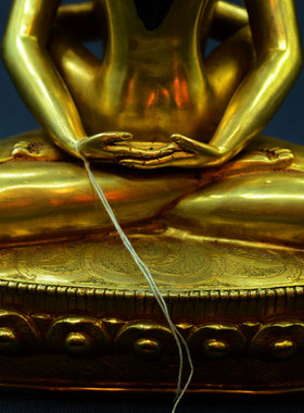 上行道铜摆件中式书房鎏金普贤王