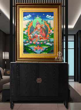 彩绘莲花生大士佛像装饰画挂画