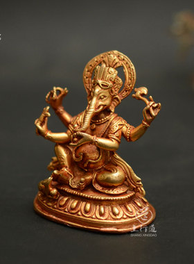 厘米鎏金象鼻财神佛像尼泊尔手工