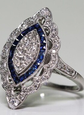 华杰 wish跨境热卖奢华托帕石戒指 欧美流行时尚女性订婚戒指饰品