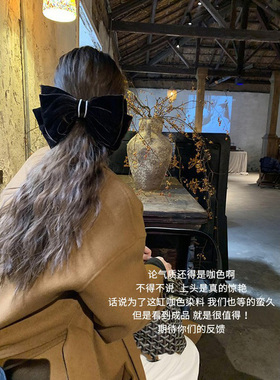 糯叽叽咖系大蝴蝶结~发饰珍珠秋冬侧边刘海夹碎发夹简约时尚夹子
