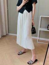 Apricots Color Pleats Skirt Half Body Skirt Woman Summer 2024 New High Waist Display Slim a long style Qi Texture Snowspun Dress