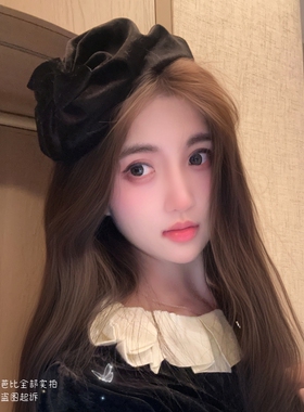 原创秋冬法式黑色丝绒小帽子发箍遮白发半帽头箍礼服旗袍头饰品女