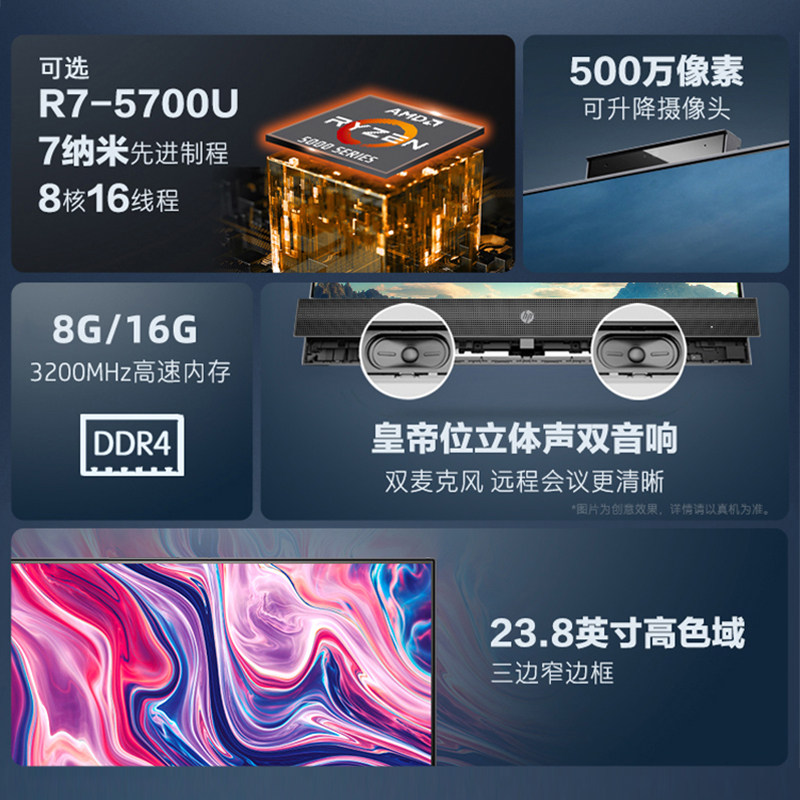 hp /惠普战66锐龙版23.8英寸一体机 HP惠普商用一体机