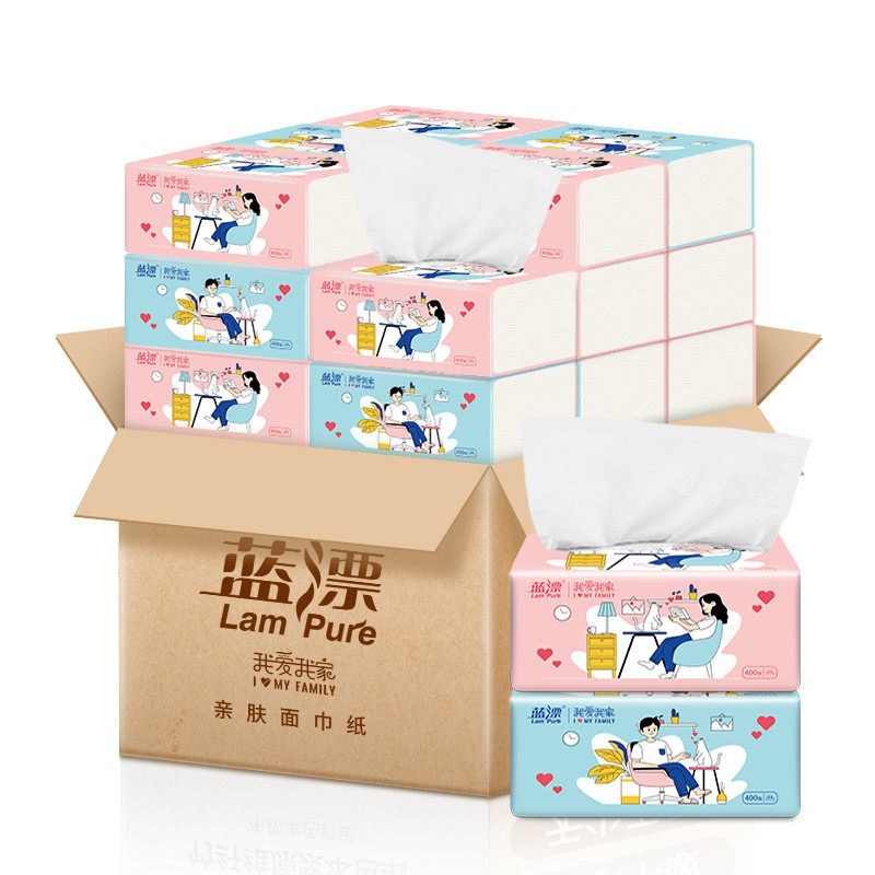 蓝漂24包大包整箱批发竹浆纸卫生纸 lampure蓝漂四川抽纸
