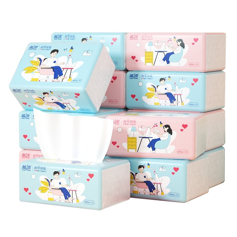 蓝漂24包大包整箱批发竹浆纸卫生纸 lampure蓝漂四川抽纸