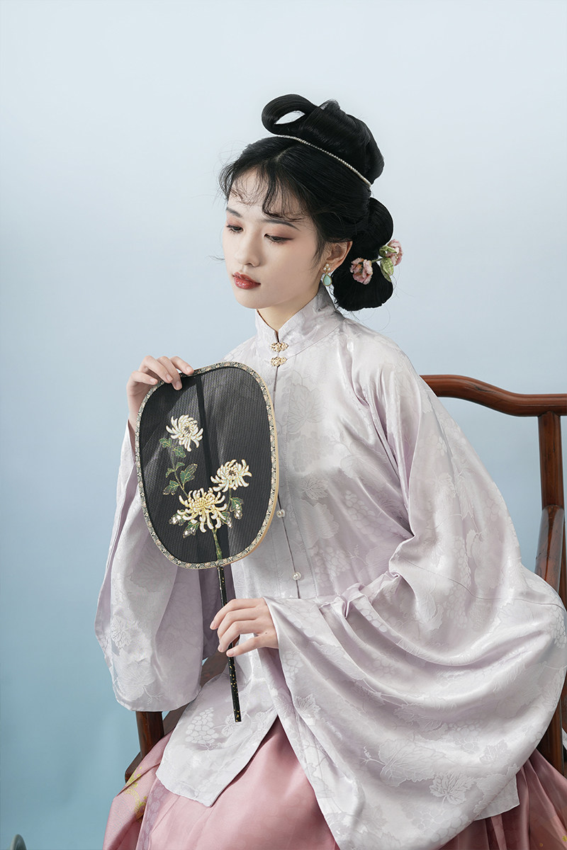 【上遥居】葡萄小藤 明原创汉服女对襟天丝立领琵琶袖 莲灰短衫,淘宝优惠券,粉丝福利购,淘宝优惠卷