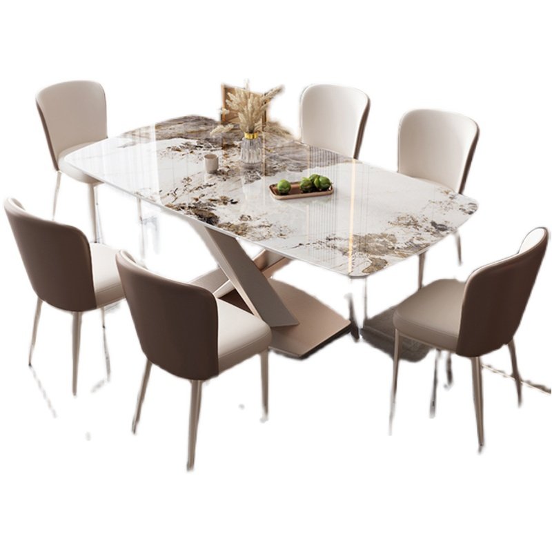 轻奢亮光岩板餐桌组合家用小户型现代简约电磁炉长方形西餐桌饭桌,淘宝优惠券,粉丝福利购,淘宝优惠卷