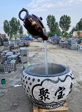 石雕鱼缸聚宝盆青石仿古别墅庭院自建房养鱼流水圆缸摆件户外花盆