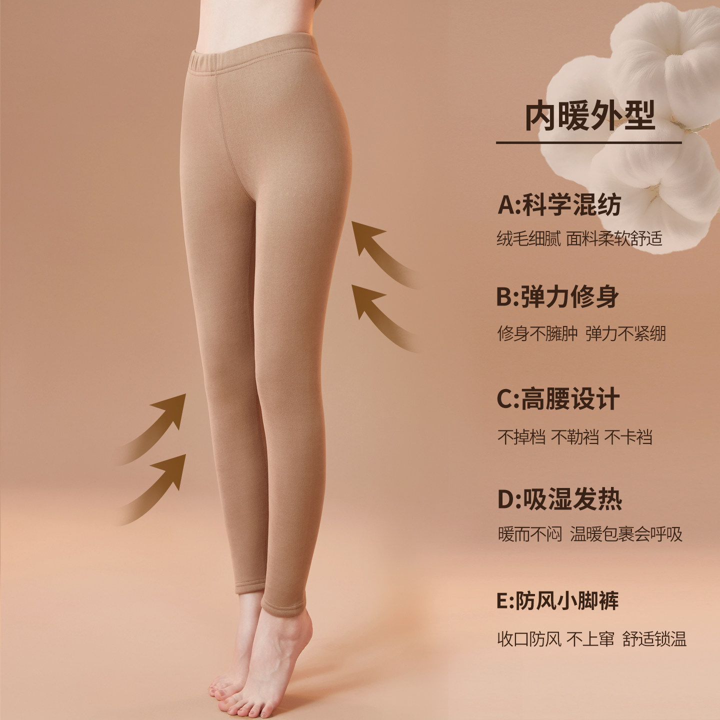 女士保暖裤加厚加绒秋裤内穿发热羊绒裤锁温打底裤抗菌棉毛裤冬季