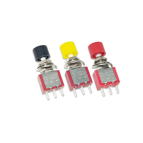 PS-102/202 带小红帽圆形自复位按钮摇臂开关 3/6脚点动钮子开关 - 图3