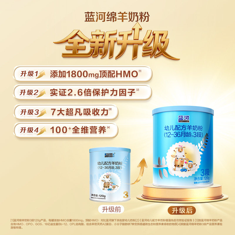 【新国标】蓝河官方绵羊奶幼儿配方奶粉3段120g宝宝进口羊奶粉