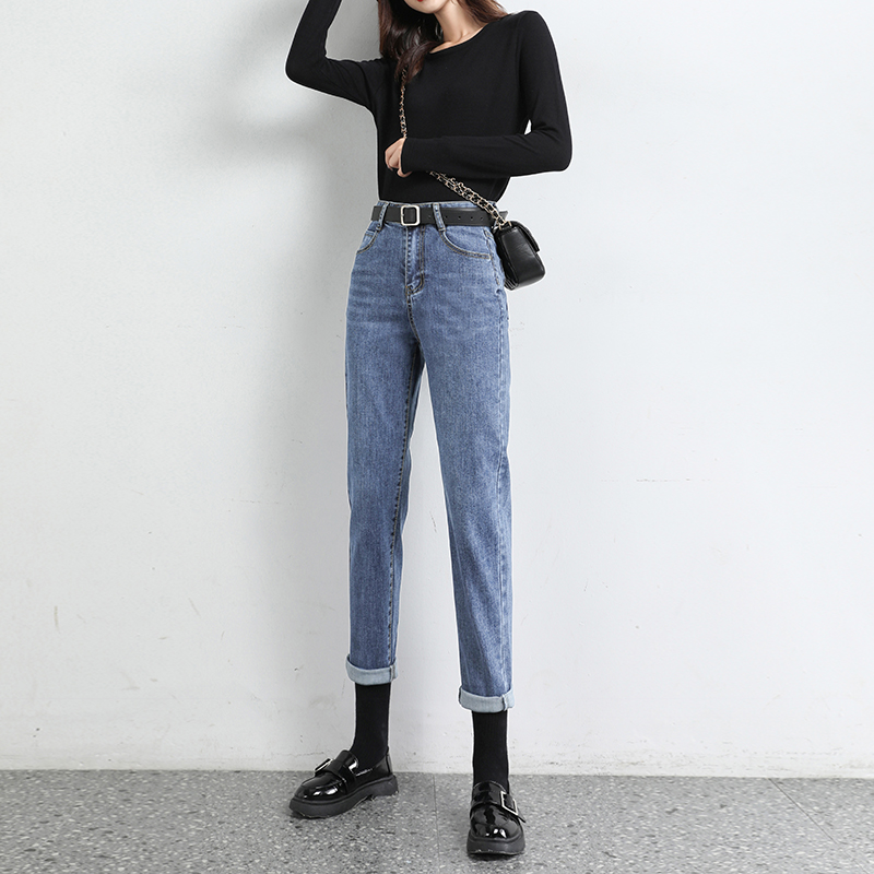 高腰老爹女秋装2020年新款牛仔裤 野生的美牛仔裤