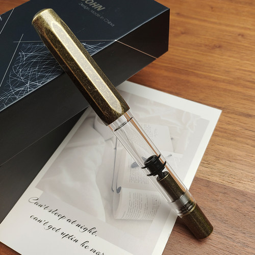 MOONMAN末匠T1手工树脂活塞吸墨大容量明尖铝合金杆铱金钢笔 - 图2
