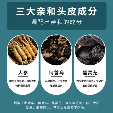 2026新款染发剂润丝丹正品植物天然纯一梳黑色膏遮盖白发染发梳子 图片 4