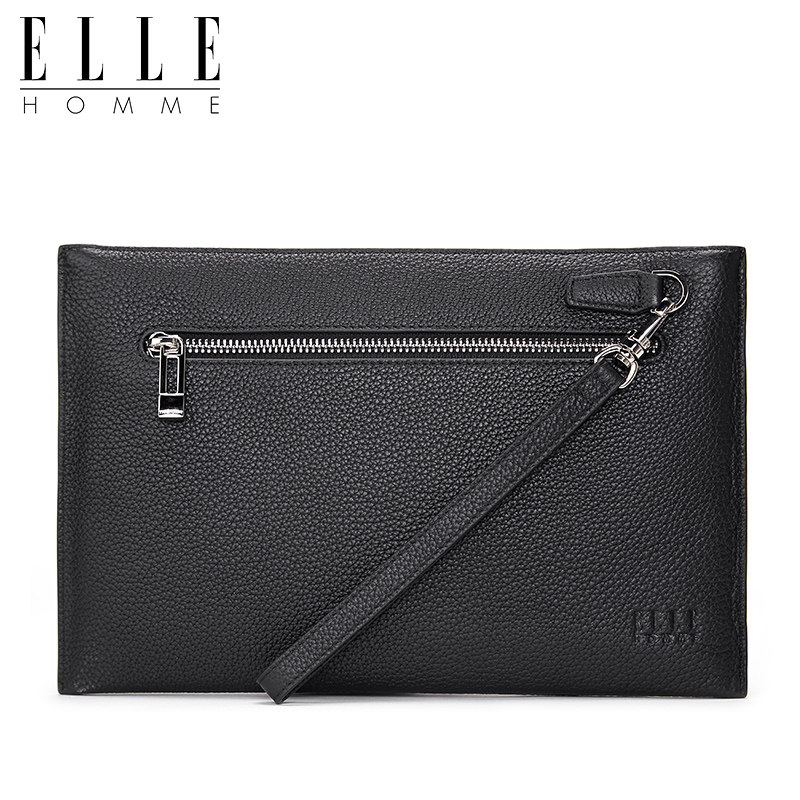 elle homme真皮手包男士虎头刺绣 ellehomme箱包男士包袋