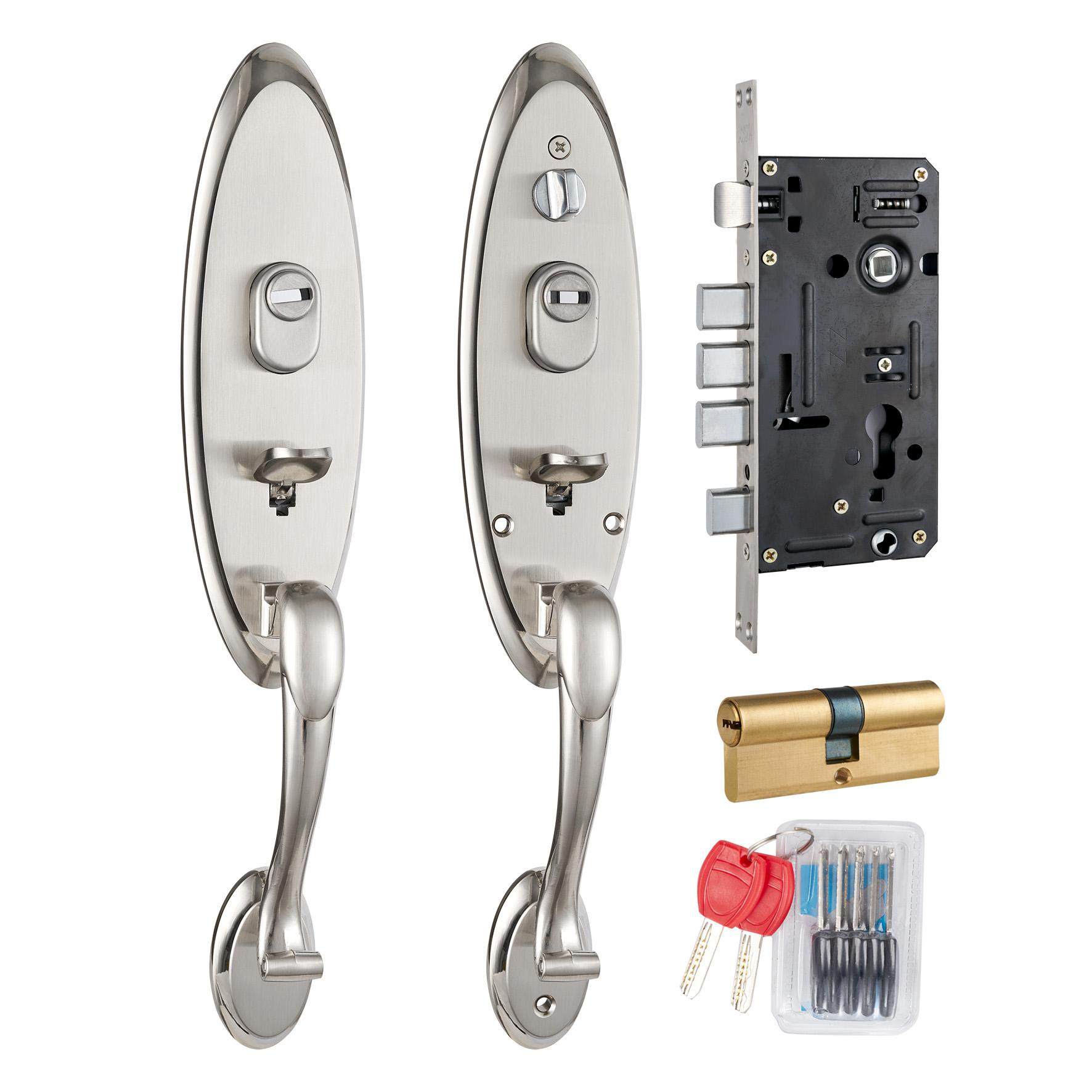 指压按钮大门锁门锁别墅大门锁入户对开门单拉锌合金大拉手大门锁,淘宝优惠券,粉丝福利购,淘宝优惠卷