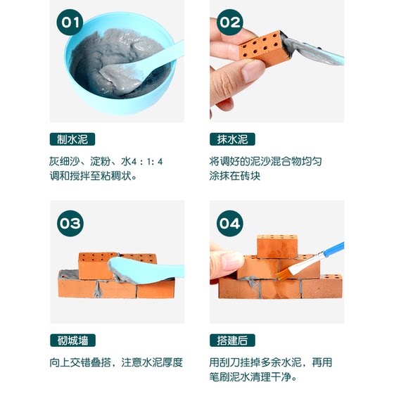 Diy handmade house cement little mason building house wall toy building children's brick building house building mini