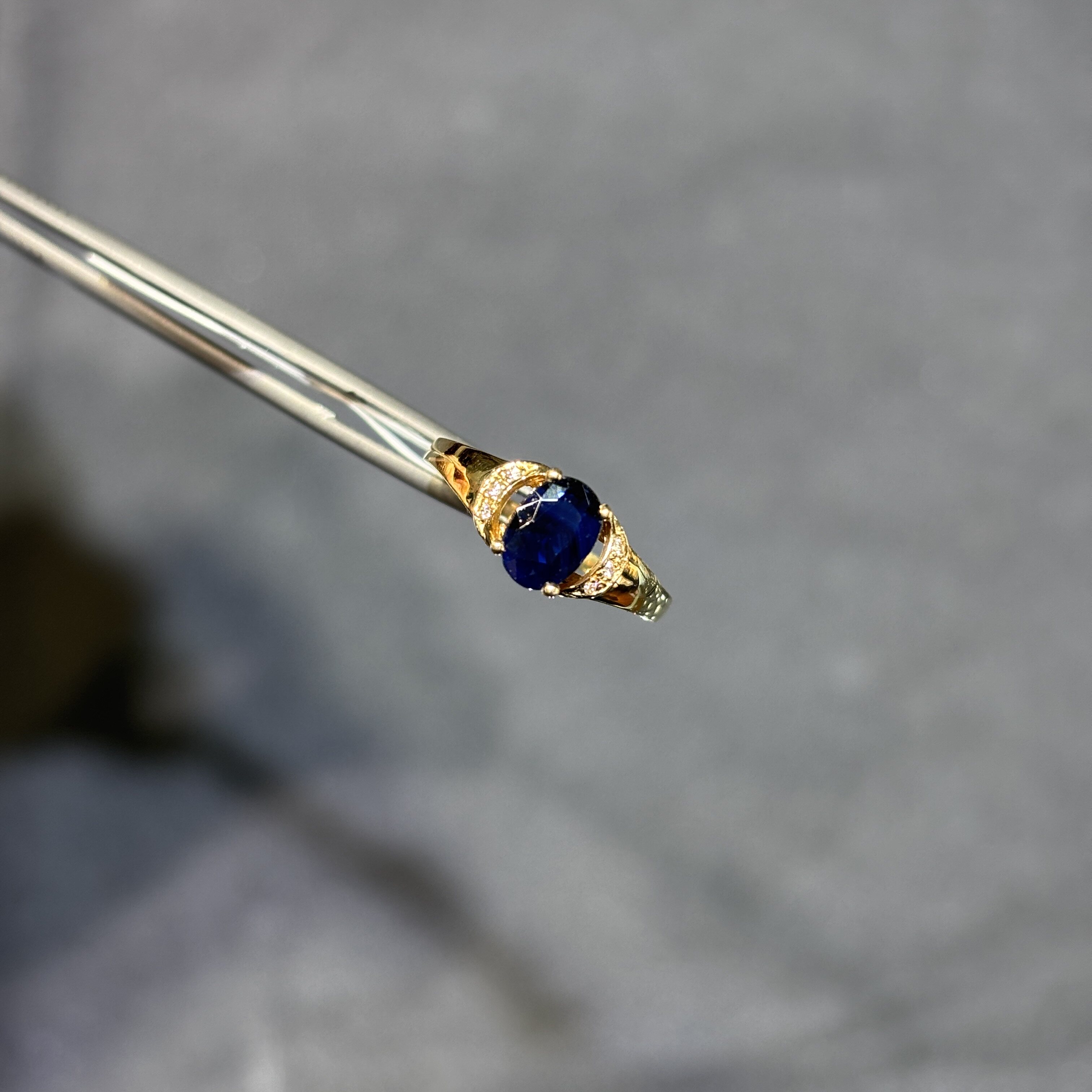 18k gold natural sapphire ring oval 5*7 women's ring